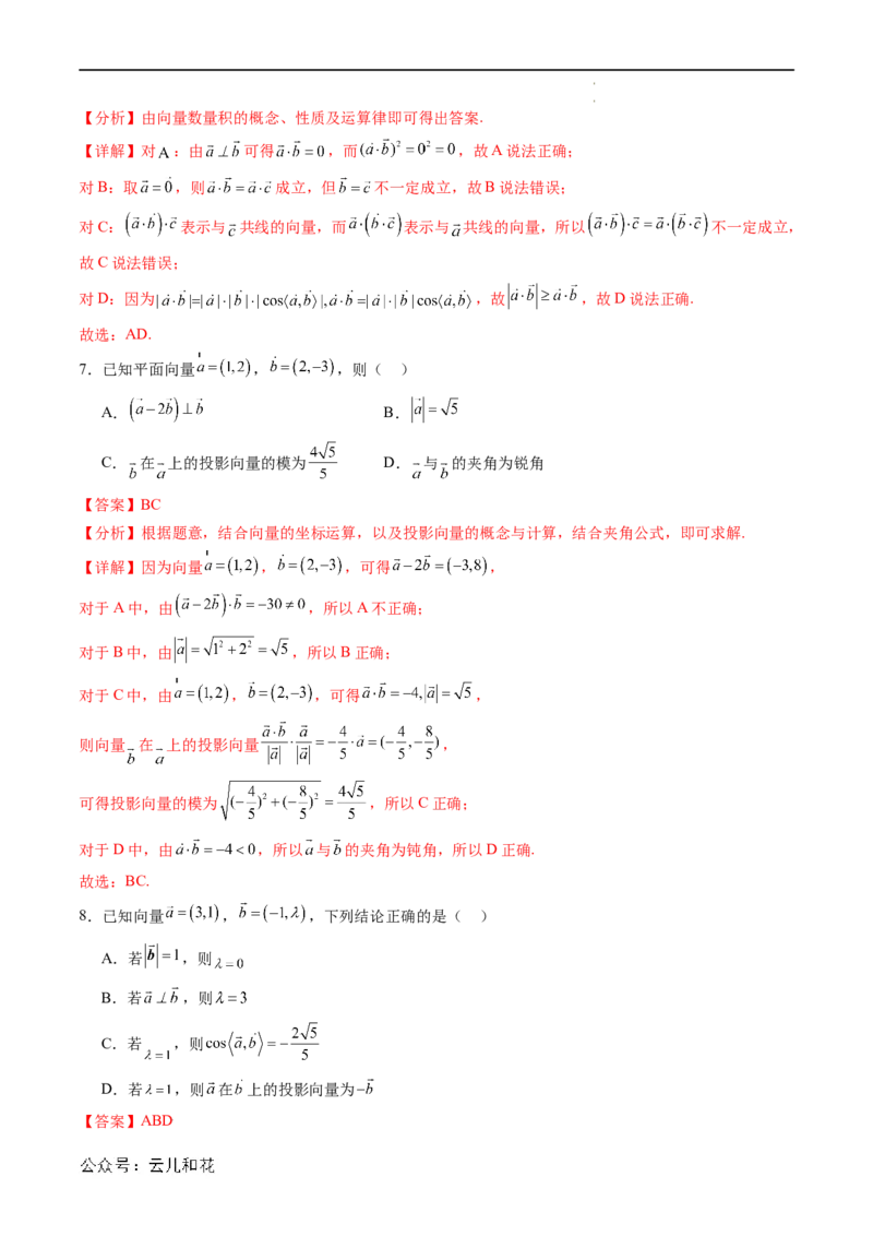 暑假作业05平面向量的数量积及极化恒等式的应用（解析版）_2024-2025高二（7-7月题库）_0708暑假自学课2024年新高二数学暑假提升精品讲义7.10新增