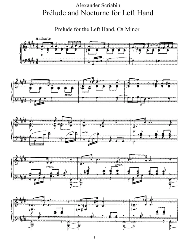 PreludeandNocturneforLeftHand,Op9_一万首著名钢琴曲谱哈农贝多芬合集视频教学电子版高清无水印可打印_1古典钢琴知名音乐家谱_斯克里亚宾钢琴谱全集_其他