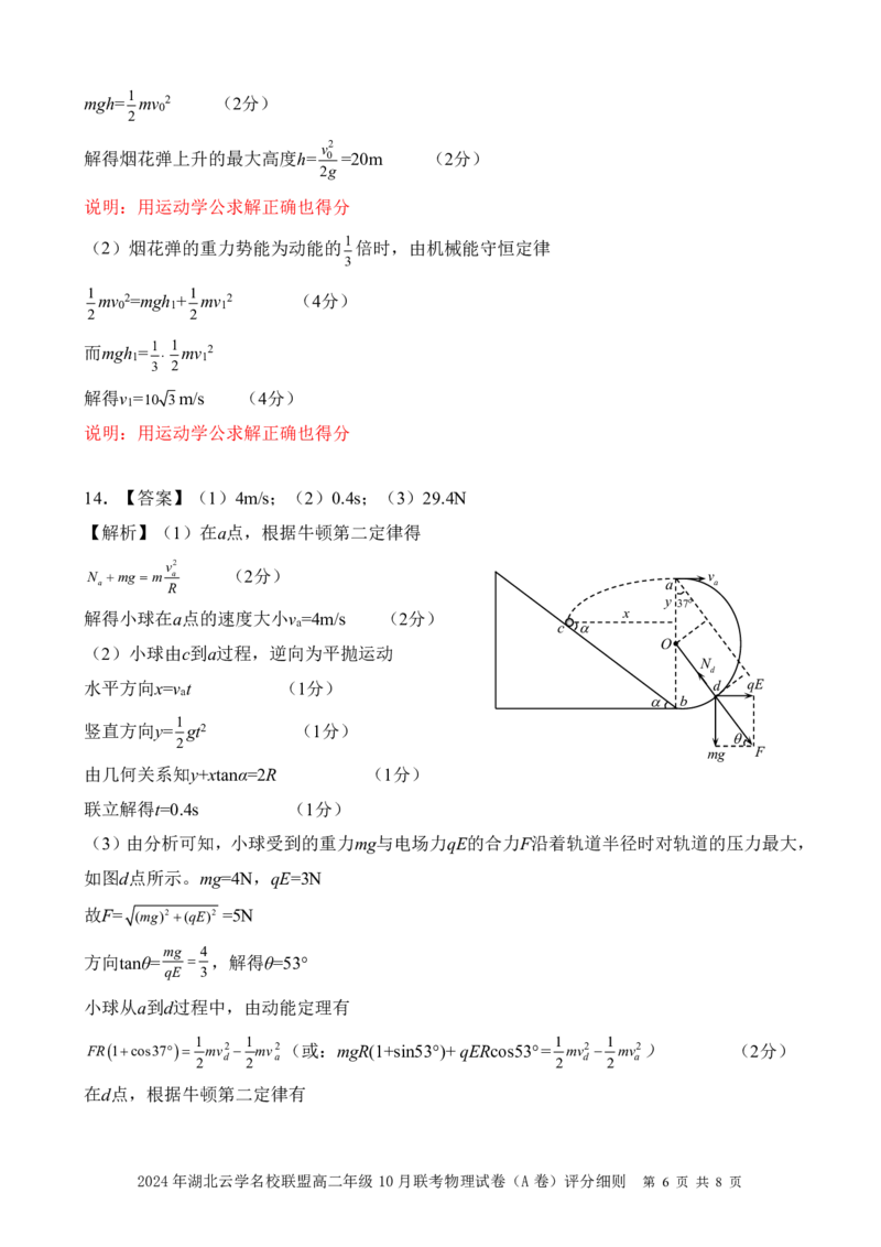 物理-湖北云学部分重点高中2024年高二10月月考_2024-2025高二（7-7月题库）_2024年10月试卷_1023湖北云学部分重点高中2024年高二10月月考
