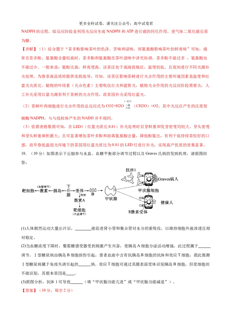 生物（九省联考考后提升卷，贵州卷）（解析版）_2024年4月_其他_2024年1月新&ldquo;九省联考&rdquo;考后提升卷（原卷+解析）_2024年1月&ldquo;九省联考&rdquo;生物真题完全解读与考后提升