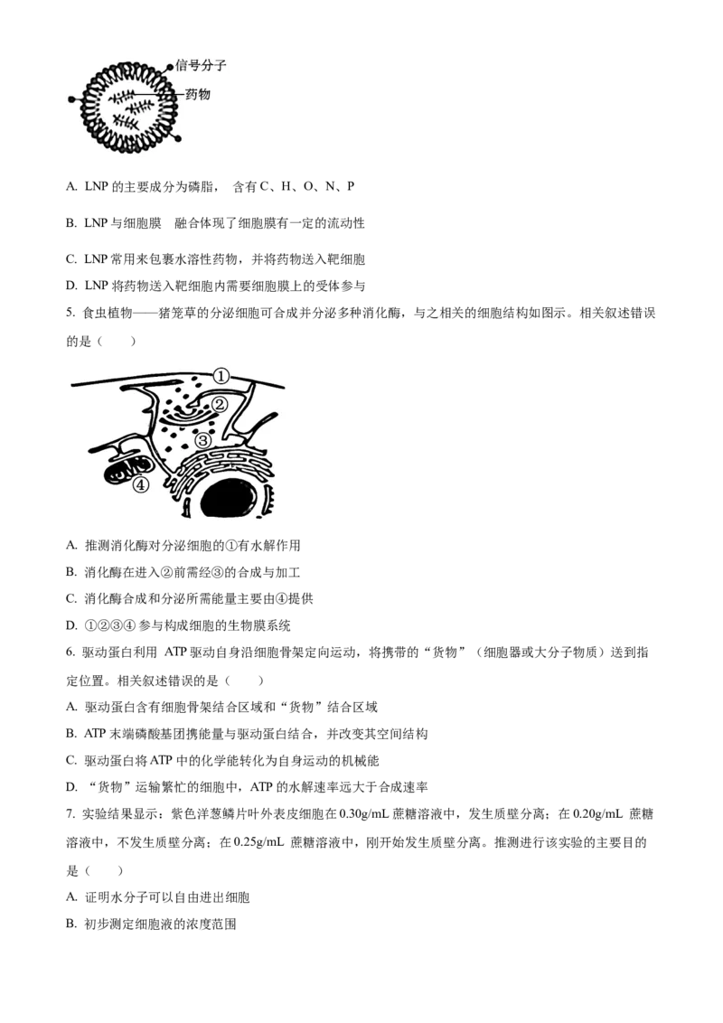 广东省东莞市2023-2024学年高二下学期7月期末考试生物Word版含解析_2024-2025高三（6-6月题库）_2024年07月试卷_240722广东省东莞市2023-2024学年高二下学期7月期末考试