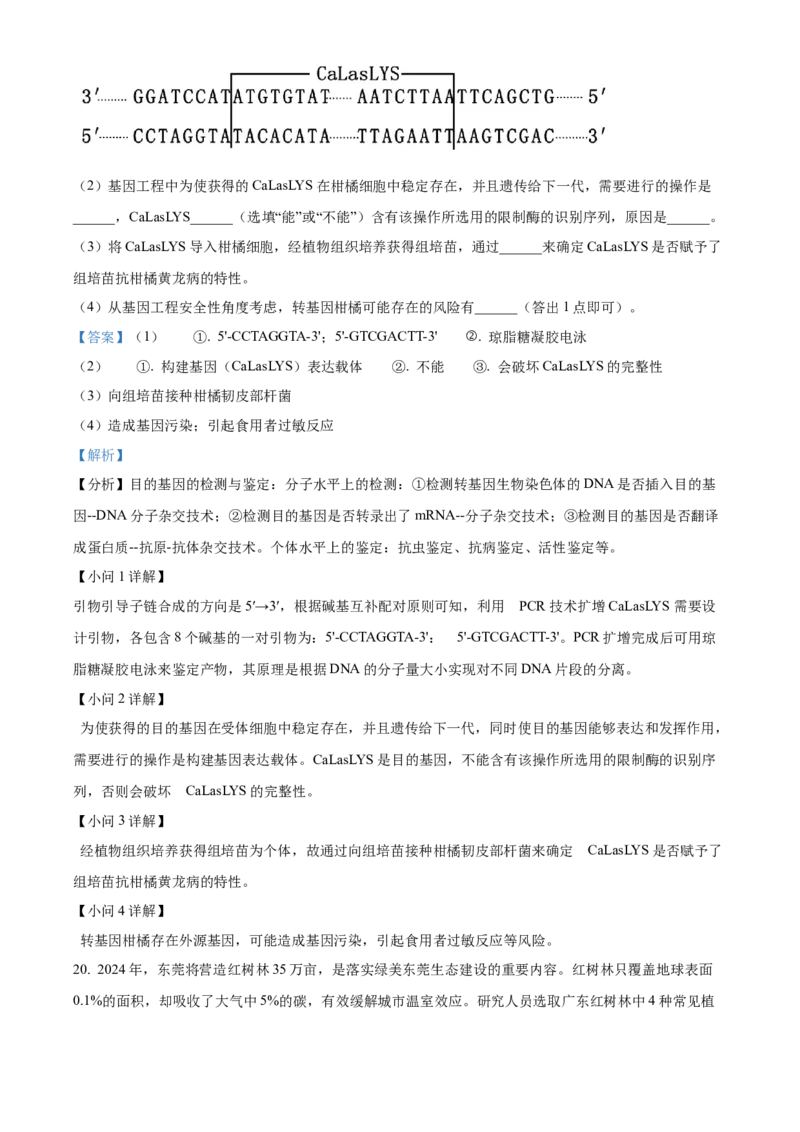 广东省东莞市2023-2024学年高二下学期7月期末考试生物Word版含解析_2024-2025高三（6-6月题库）_2024年07月试卷_240722广东省东莞市2023-2024学年高二下学期7月期末考试