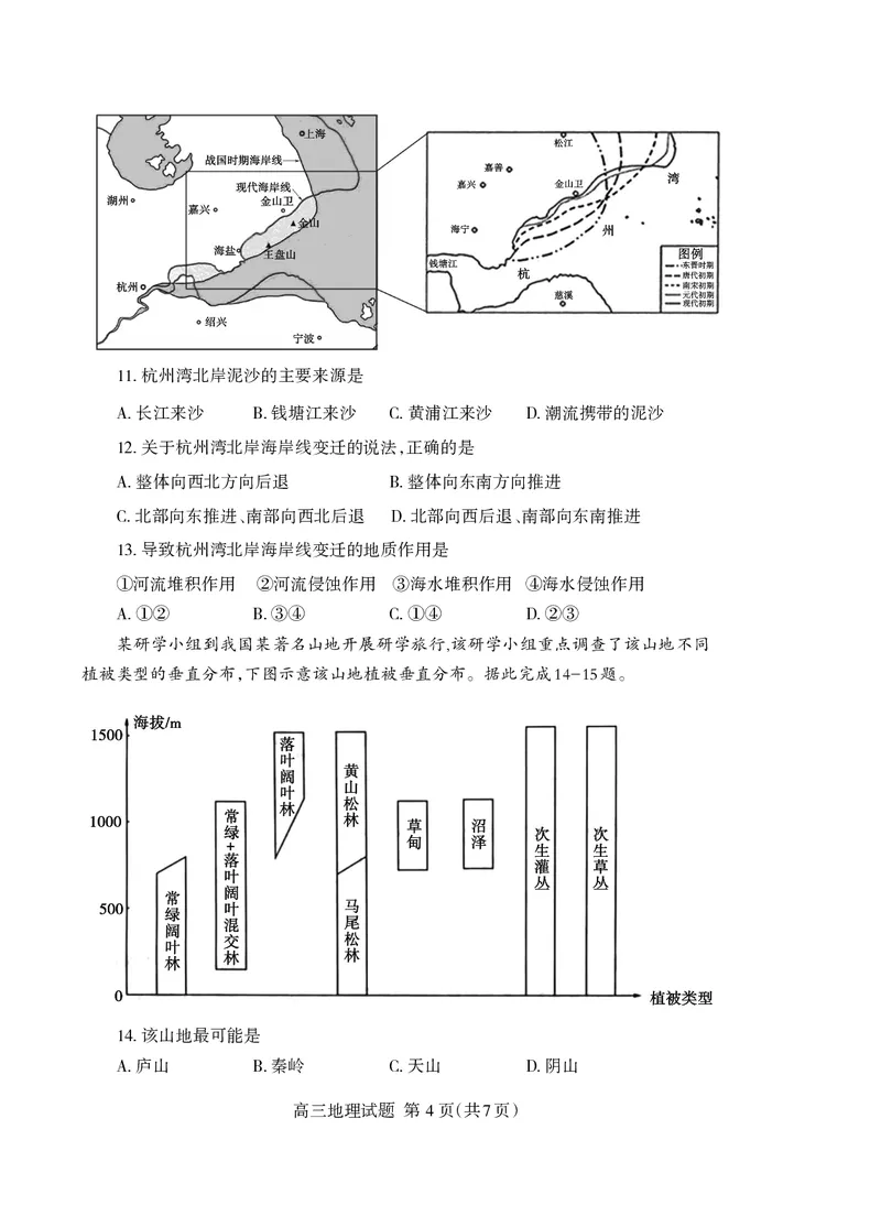（教研室提供）山东省泰安市2023-2024学年高三上学期期中考试地理试题(1)_2023年11月_0211月合集_2024届山东省泰安市高三上学期期中考试_山东省泰安市2024届高三上学期期中考试地理