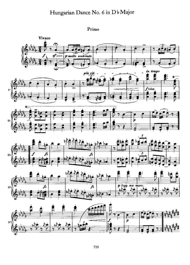 HungarianDanceNo06inDb_一万首著名钢琴曲谱哈农贝多芬合集视频教学电子版高清无水印可打印_1古典钢琴知名音乐家谱_勃拉姆斯钢琴谱全集_匈牙利舞曲四手联弹版