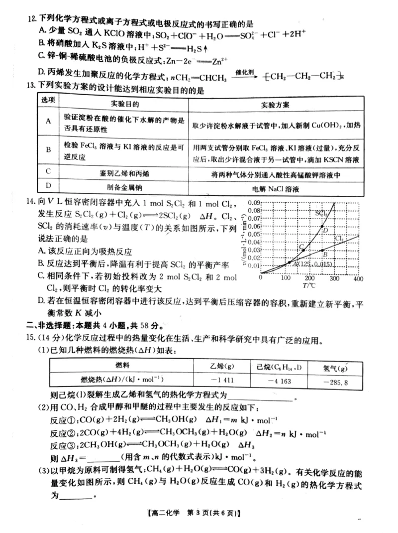 山西省名校2024-2025学年高二上学期10月联合考试化学试题含答案_2024-2025高二（7-7月题库）_2024年10月试卷_1023山西省名校2024-2025学年高二上学期10月联合考试