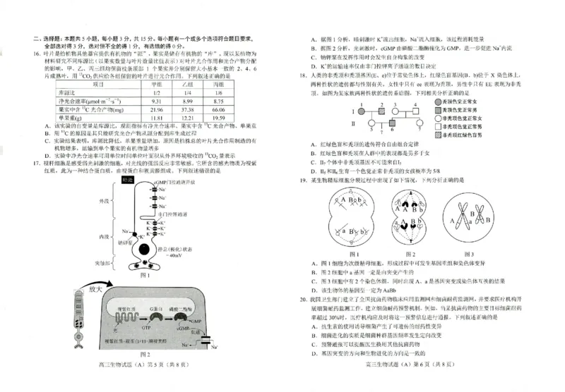 山东省菏泽市2023-2024学年高三上学期11月期中考试生物(1)_2023年11月_0211月合集_2024届山东省菏泽市高三上学期11月期中考试_山东省菏泽市2024届高三上学期11月期中考试生物