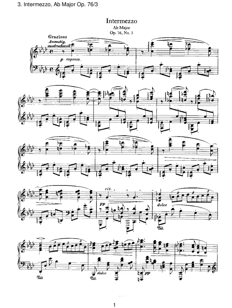 Intermezzo,AbMajorOp.76_3_一万首著名钢琴曲谱哈农贝多芬合集视频教学电子版高清无水印可打印_1古典钢琴知名音乐家谱_勃拉姆斯钢琴谱全集_III.ShorterWorks_EightPianoPiecesOp.76