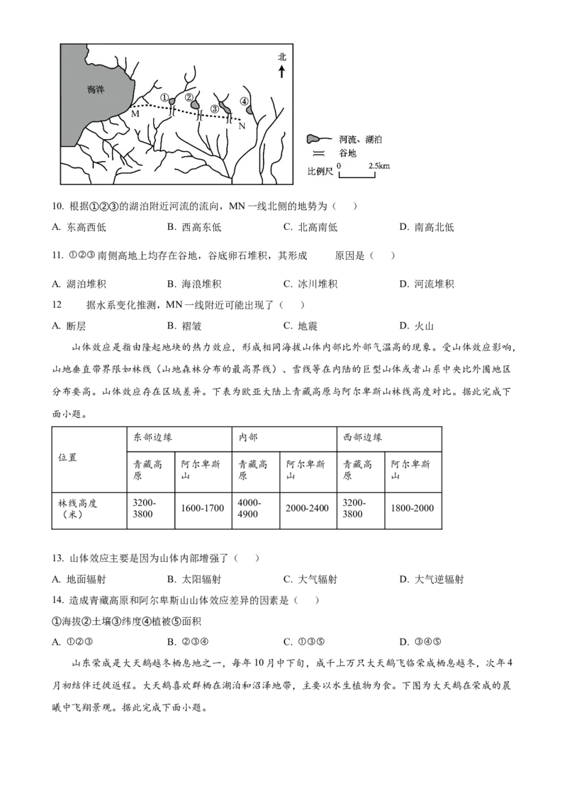 广东省潮州市2024-2025学年高二上学期期末地理试卷Word版无答案_2024-2025高二（7-7月题库）_2025年03月试卷_0309广东省潮州市2024-2025学年高二上学期1月期末考试