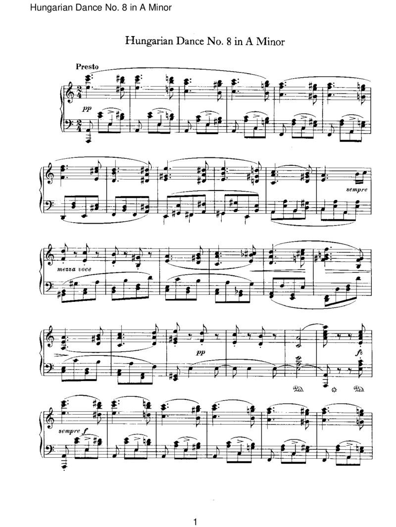 HungarianDanceNo.8inAMinor_一万首著名钢琴曲谱哈农贝多芬合集视频教学电子版高清无水印可打印_1古典钢琴知名音乐家谱_勃拉姆斯钢琴谱全集_IV.HungarianDancesforSoloPiano