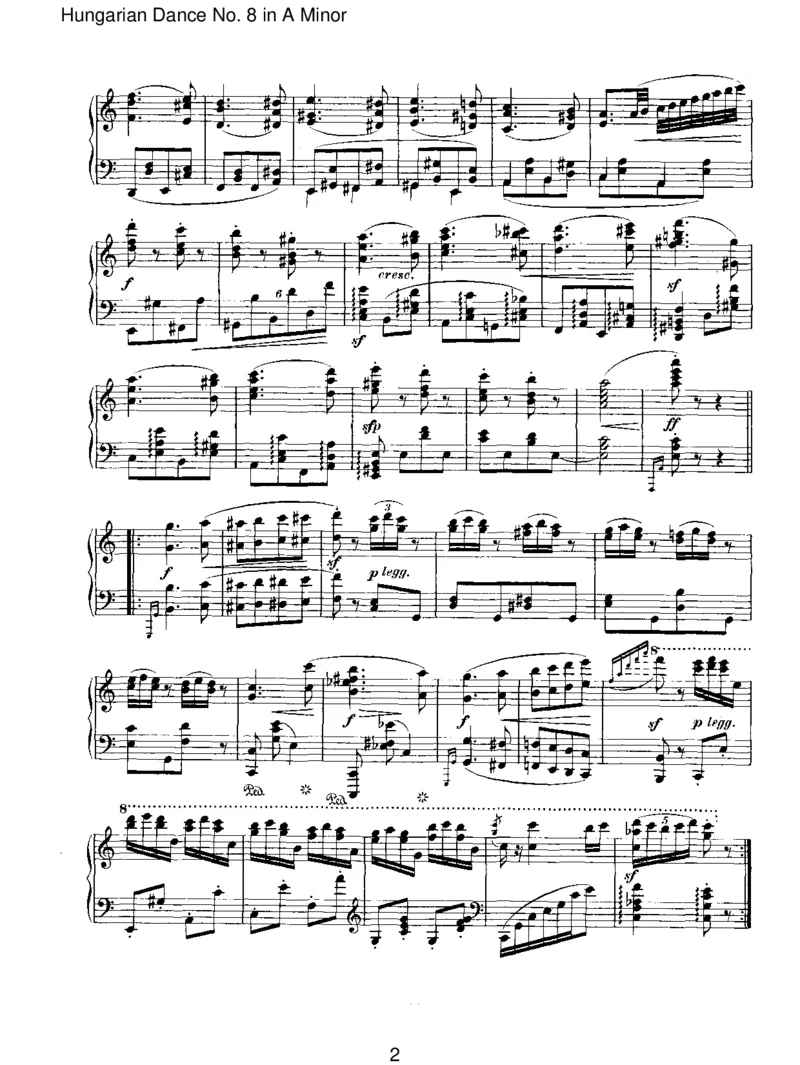 HungarianDanceNo.8inAMinor_一万首著名钢琴曲谱哈农贝多芬合集视频教学电子版高清无水印可打印_1古典钢琴知名音乐家谱_勃拉姆斯钢琴谱全集_IV.HungarianDancesforSoloPiano