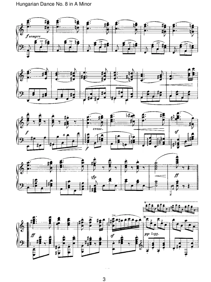 HungarianDanceNo.8inAMinor_一万首著名钢琴曲谱哈农贝多芬合集视频教学电子版高清无水印可打印_1古典钢琴知名音乐家谱_勃拉姆斯钢琴谱全集_IV.HungarianDancesforSoloPiano