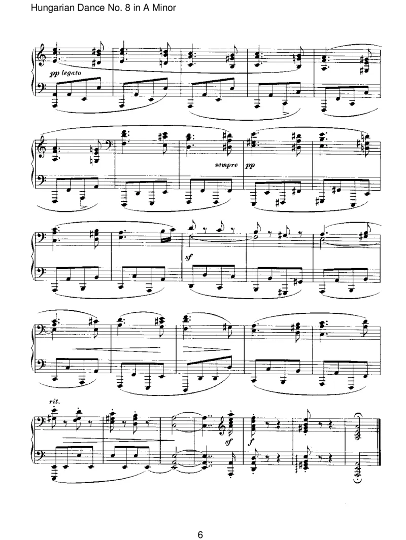 HungarianDanceNo.8inAMinor_一万首著名钢琴曲谱哈农贝多芬合集视频教学电子版高清无水印可打印_1古典钢琴知名音乐家谱_勃拉姆斯钢琴谱全集_IV.HungarianDancesforSoloPiano