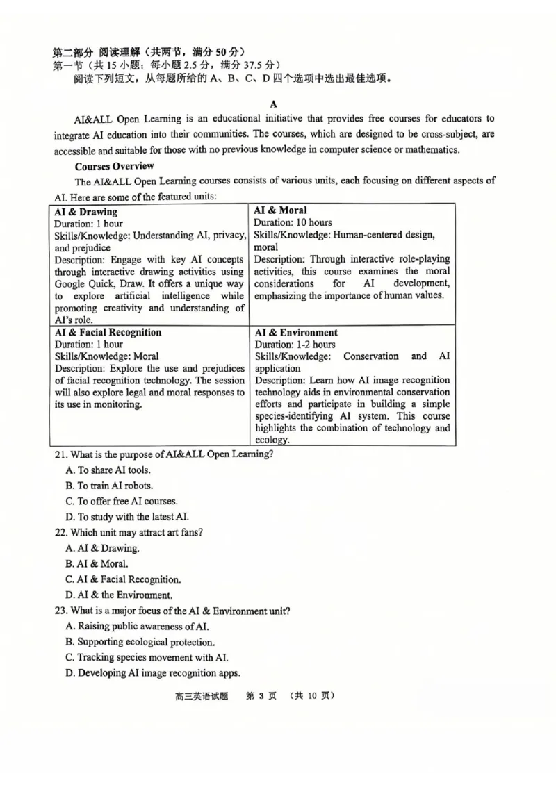 山东省部分名校2025届高三上学期12月校际联合检测英语+答案_2024-2025高三（6-6月题库）_2024年12月试卷_1215山东省名校2025届高三上学期12月校际联合检测