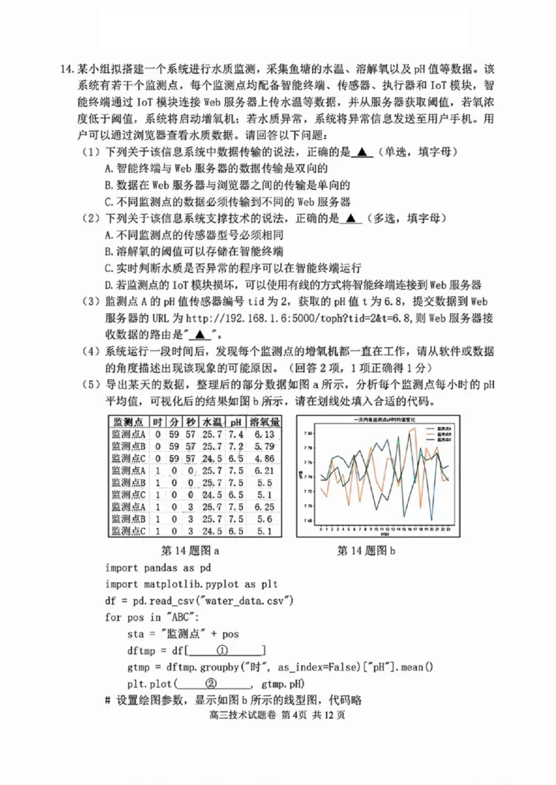 技术试卷_2024-2025高三（6-6月题库）_2024年11月试卷_1109浙江省湖州市、衢州市、丽水市2024-2025学年高三上学期11月教学质量检测_湖丽衢三地市11月技术