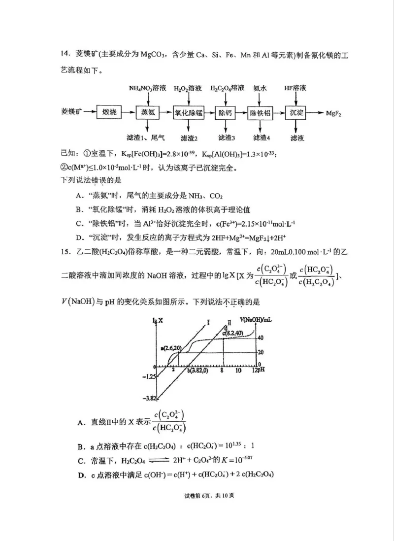 吉林省长春市东北师范大学附属中学2024-2025学年高三上学期第三次摸底考试化学试题_2024-2025高三（6-6月题库）_2024年12月试卷