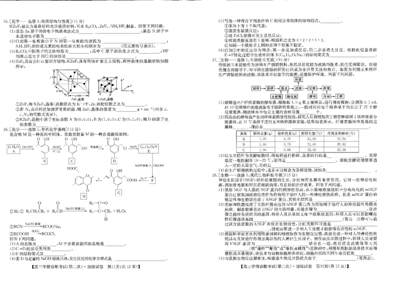 理综_2024年3月_013月合集_2024届陕西省商洛市高三尖子生学情诊断考试(第二次)_2024届陕西省商洛市高三下学期尖子生学情诊断考试（第二次）理综试卷