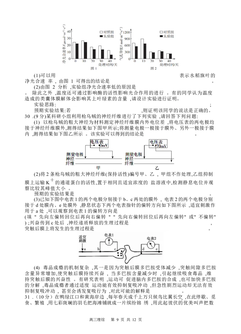 理综试题_2024年2月_01每日更新_29号_2024届四川省射洪中学高三下学期开学考试_四川省射洪中学2023-2024学年高三下学期开学考试理综Word版含答案