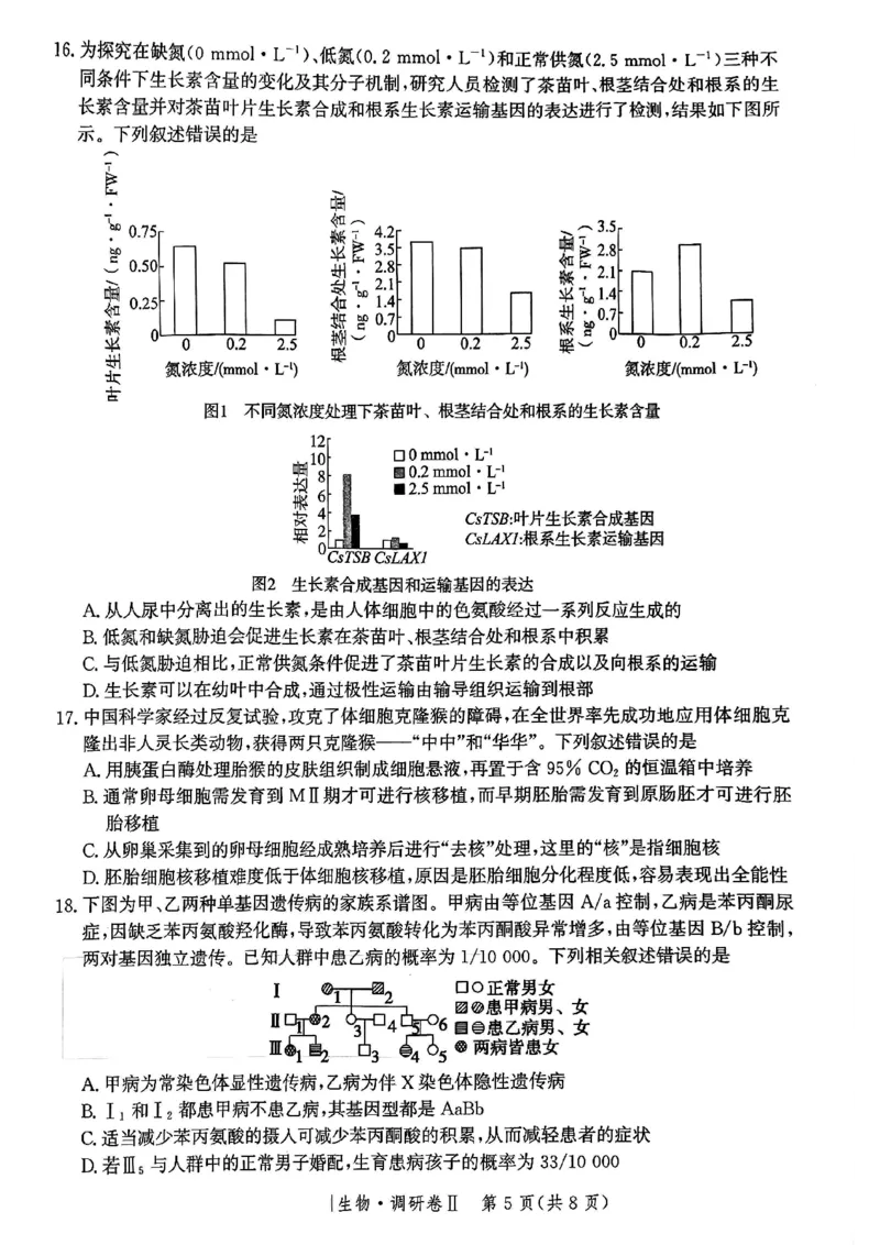 河北省邯郸市部分校2024-2025学年高三上学期12月月考生物试卷_2024-2025高三（6-6月题库）_2024年12月试卷_1229河北省邯郸市2024-2025学年高三上学期12月月考