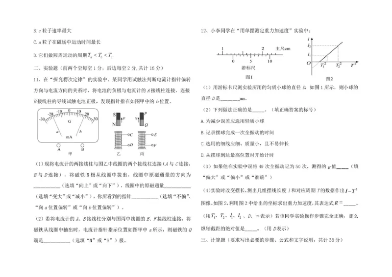 河南省周口市鹿邑县第二高级中学2024-2025学年高二下学期4月月考物理试题（PDF版，无答案）_2024-2025高二（7-7月题库）_2025年04月试卷(1)