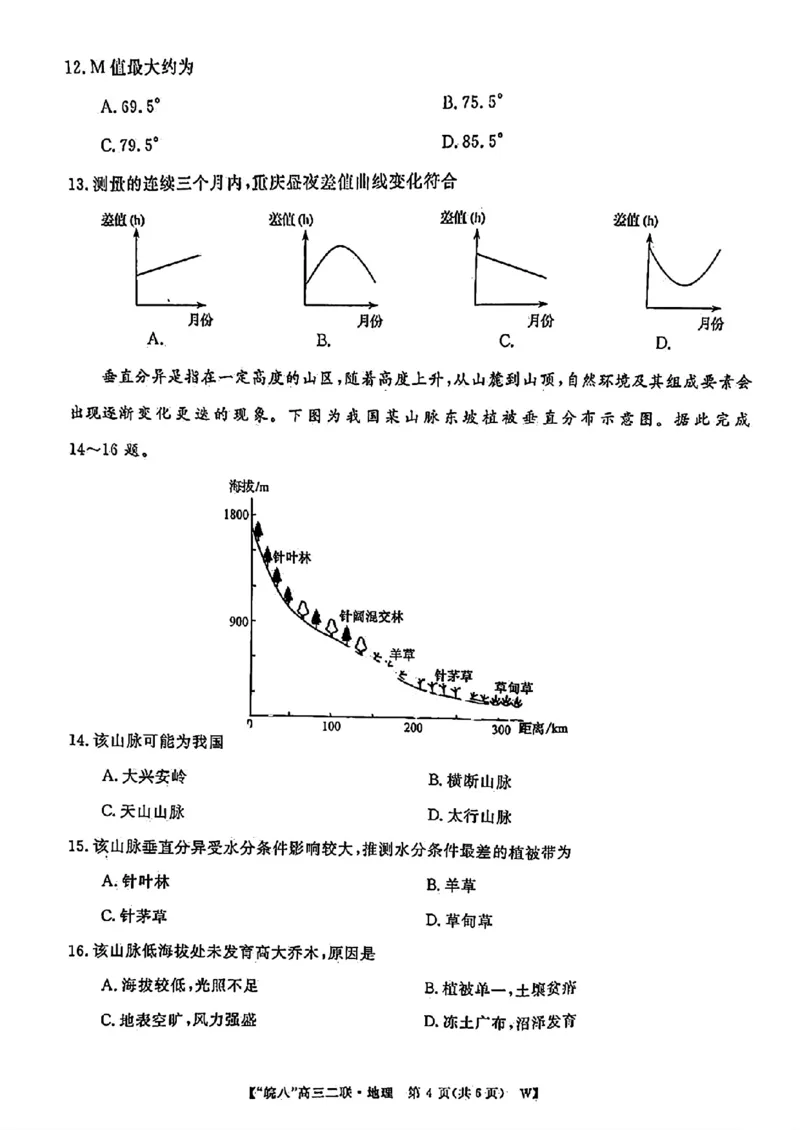 地理_2024-2025高三（6-6月题库）_2024年12月试卷_1220安徽省皖南八校2024-2025学年高三上学期第二次大联考_安徽省皖南八校2024-2025学年高三上学期第二次大联考地理
