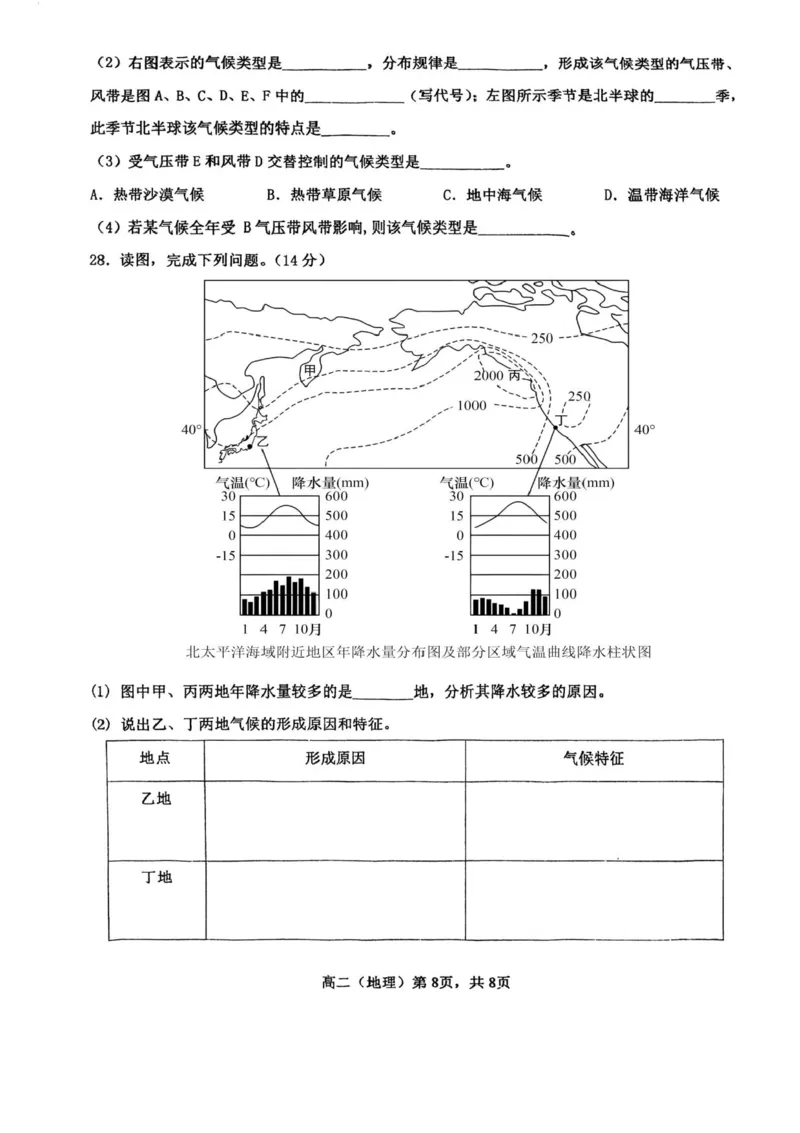 天津市第二中学2025-2026学年高二上学期12月月考地理试题_2024-2025高二（7-7月题库）_2026年1月高二_260110天津市第二中学2025-2026学年高二上学期12月月考