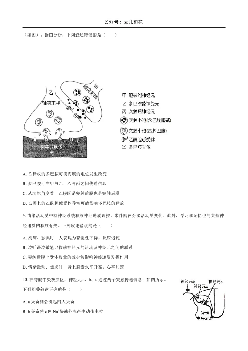 广东省揭阳市惠来县第一中学2024-2025学年高二上学期第一次阶段考试生物试题_2024-2025高二（7-7月题库）_2024年11月试卷