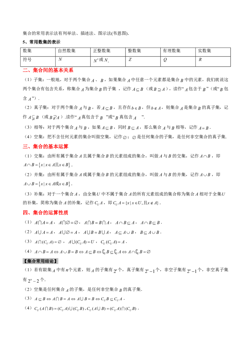 专题01集合与常用逻辑用语-2024年高考数学真题题源解密（新高考卷）原卷版_2024-2025高三（6-6月题库）_2024年08月试卷_08202025版《真题题源解密-专题分类》数学