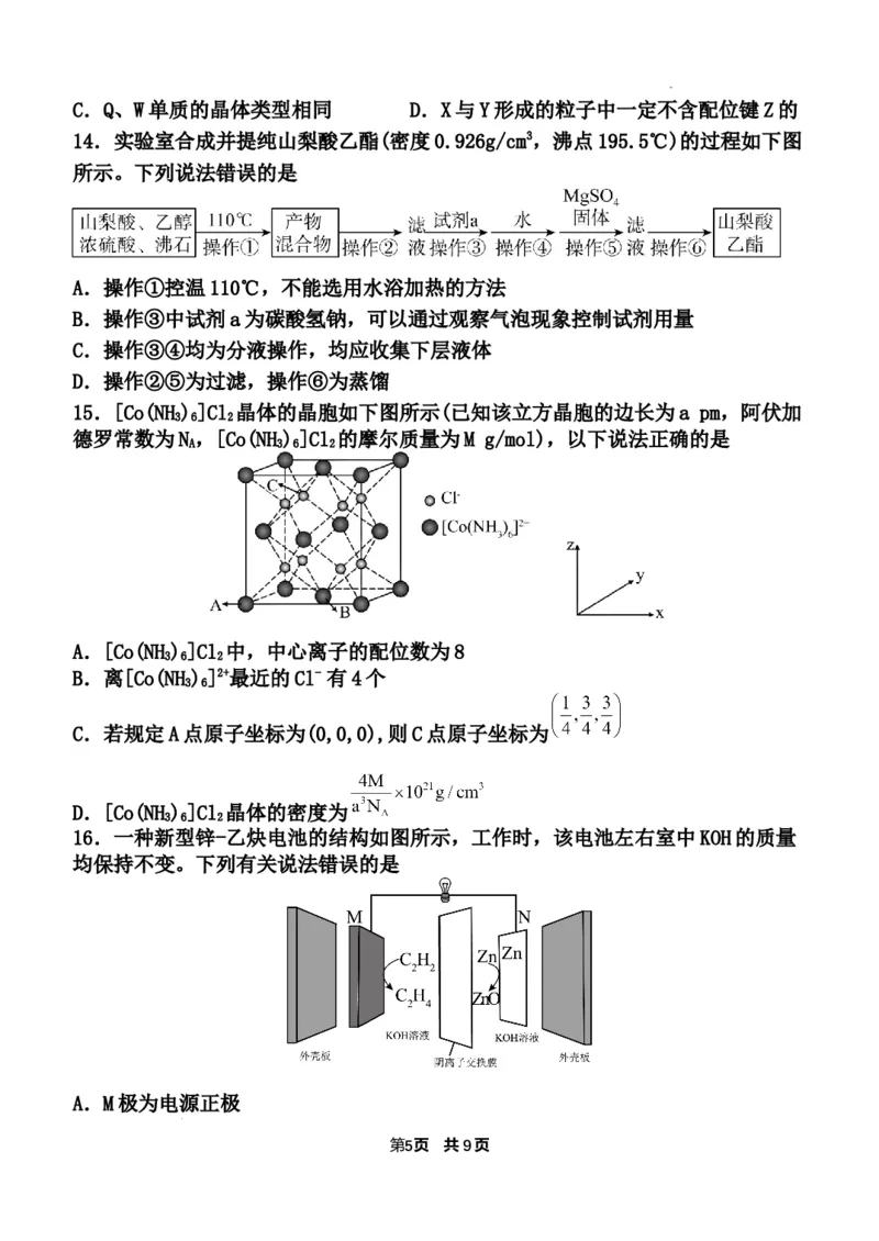 重庆市渝北中学2023-2024学年高三上学期11月月考质量监测化学试题_2023年11月_01每日更新_29号_2024届重庆市渝北中学校高三上学期11月月考_重庆市渝北中学校2024届高三上学期11月月考化学