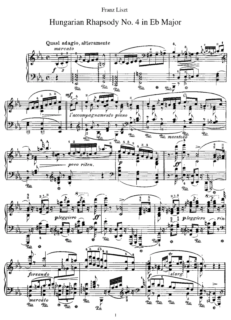 HungarianRhapsodyNo4inEb_NoRestriction_一万首著名钢琴曲谱哈农贝多芬合集视频教学电子版高清无水印可打印_1古典钢琴知名音乐家谱_李斯特钢琴谱全集_匈牙利狂想曲