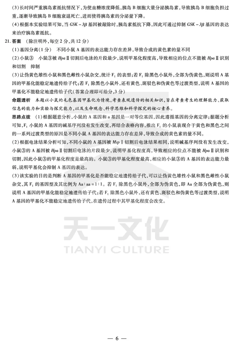 生物学-湖南高三三联详细答案_2023年11月_01每日更新_28号_2024届湖南省天一大联考11月份高三年级三联_天一大联考&middot;湖南省2024届高三第三次联考生物答案+评分细则+命题报告+PPT