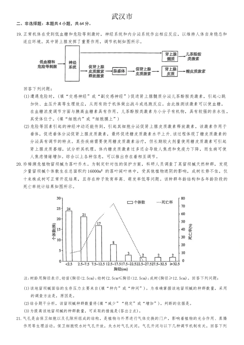 湖北省武汉市部分重点中学2024-2025学年高二上学期期末生物试卷_2024-2025高二（7-7月题库）_2025年02月试卷_0221湖北省部分重点中学2024-2025学年高二上学期期末联考