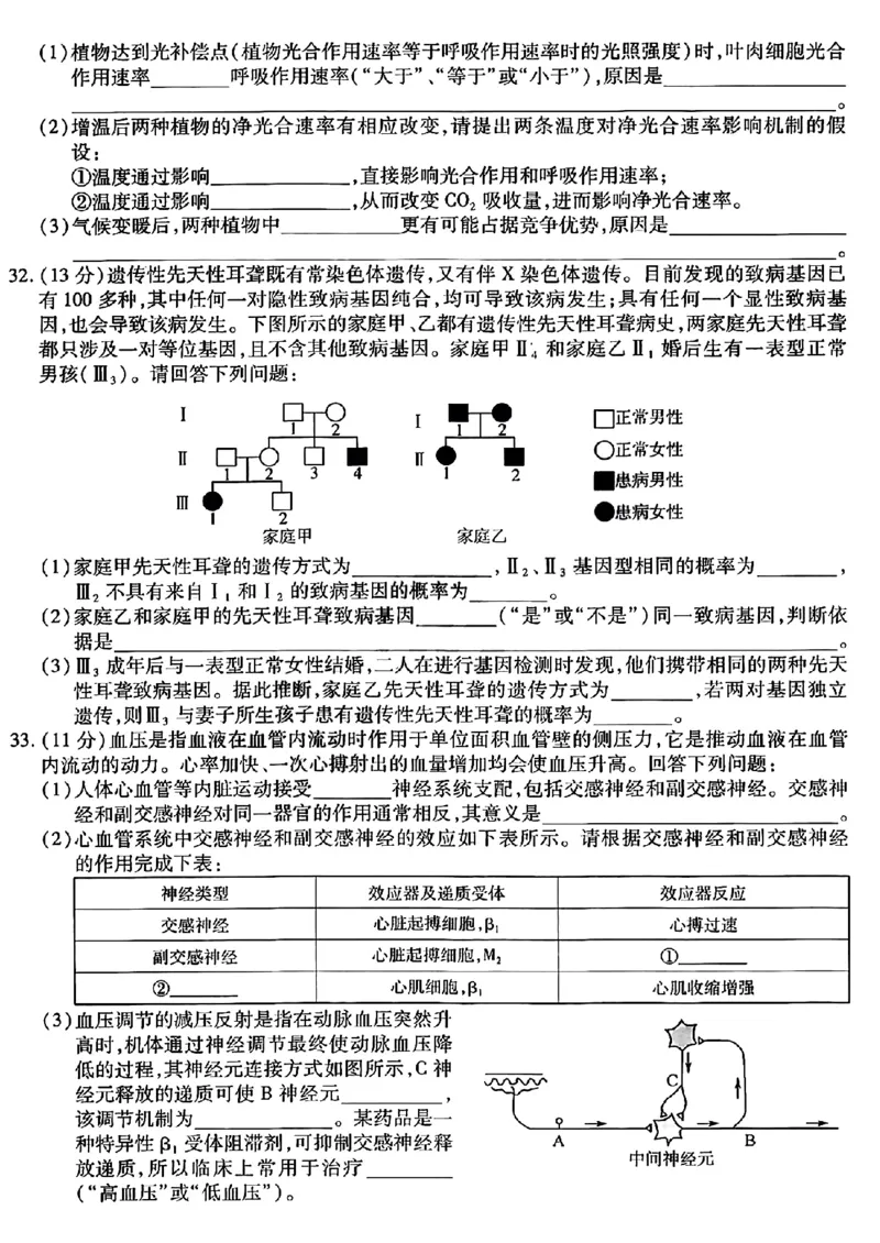 理综2023年东北三省三校高三第一次模拟考试试题（哈师大附中、东北师大附中、辽宁省实验中学）(1)(1)_2024年2月_022月合集