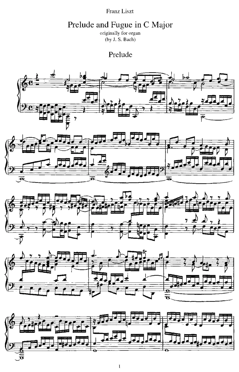 PreludeandFugueinC,BWV545(Bach)_一万首著名钢琴曲谱哈农贝多芬合集视频教学电子版高清无水印可打印_1古典钢琴知名音乐家谱_李斯特钢琴谱全集_改编巴赫