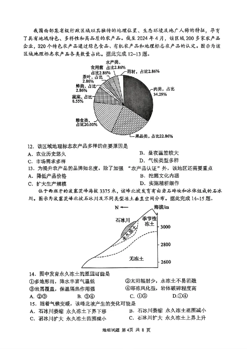 山东省泰山教育联盟2025届高三4月联考地理_2024-2026高三（6-6月题库）_2025年04月试卷_0422山东省泰山教育联盟2024-2025学年高三下学期4月联考（二模）（全科）