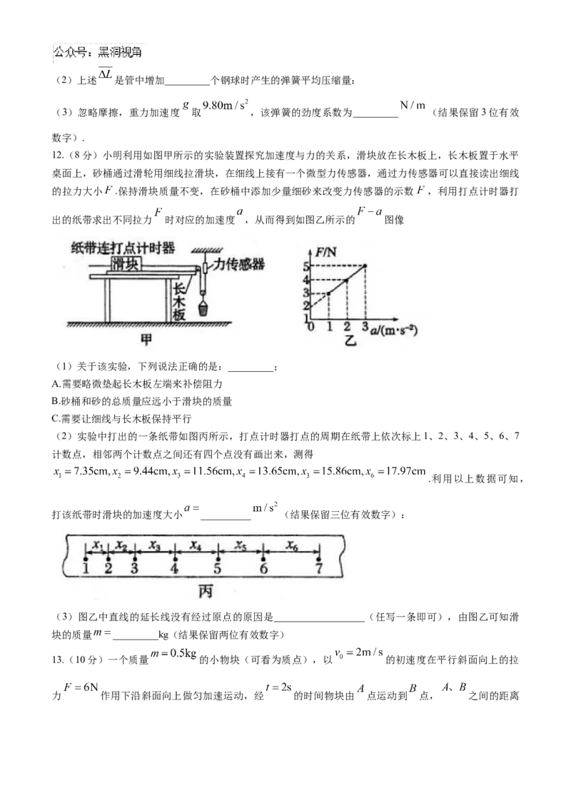 安徽省芜湖市第一中学2024-2025学年高三上学期10月教学质量诊断测试物理试题（含答案）_2024-2025高三（6-6月题库）_2024年10月试卷