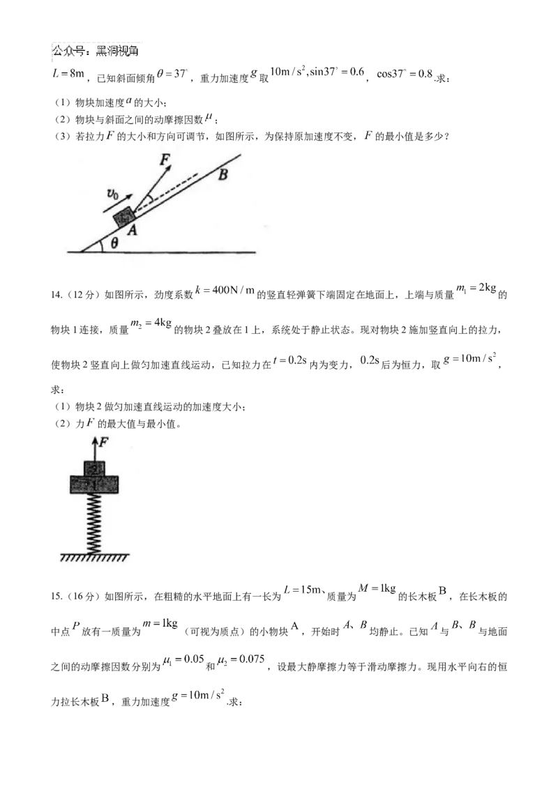 安徽省芜湖市第一中学2024-2025学年高三上学期10月教学质量诊断测试物理试题（含答案）_2024-2025高三（6-6月题库）_2024年10月试卷