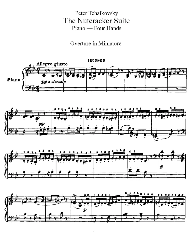 TheNutcrackerSuite,Op71a(4Hands)_一万首著名钢琴曲谱哈农贝多芬合集视频教学电子版高清无水印可打印_1古典钢琴知名音乐家谱_柴科夫斯基钢琴谱全集