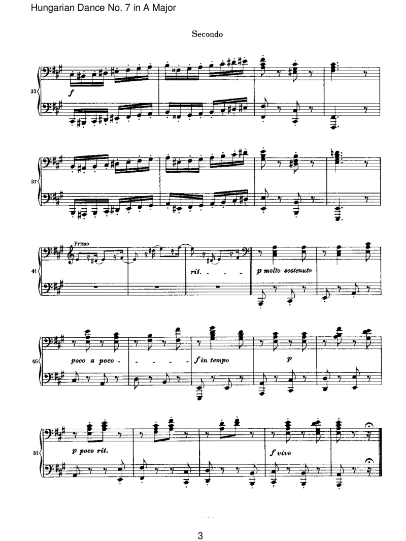 HungarianDanceNo.7inAMajor_一万首著名钢琴曲谱哈农贝多芬合集视频教学电子版高清无水印可打印_1古典钢琴知名音乐家谱_勃拉姆斯钢琴谱全集_VI.PianoWorksforFourHands