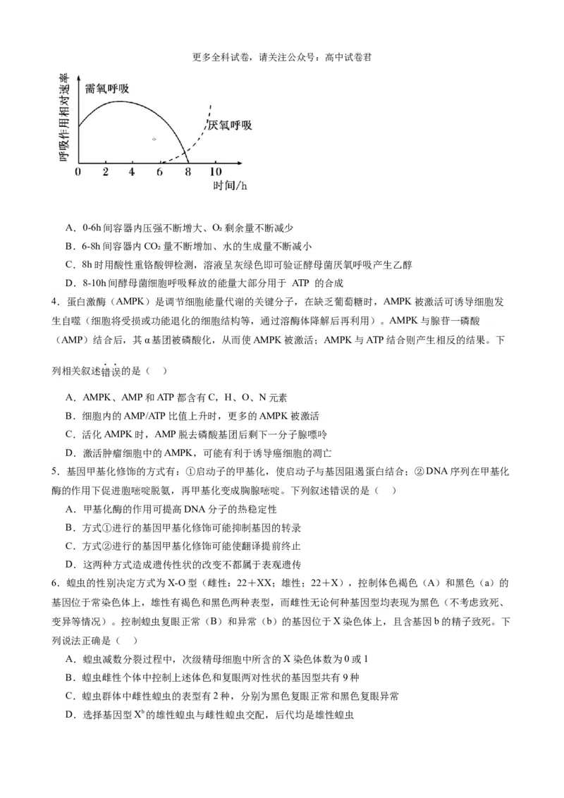 生物（九省联考考后提升卷，贵州卷）（原卷版）_2024年4月_其他_2024年1月新&ldquo;九省联考&rdquo;考后提升卷（原卷+解析）_2024年1月&ldquo;九省联考&rdquo;生物真题完全解读与考后提升