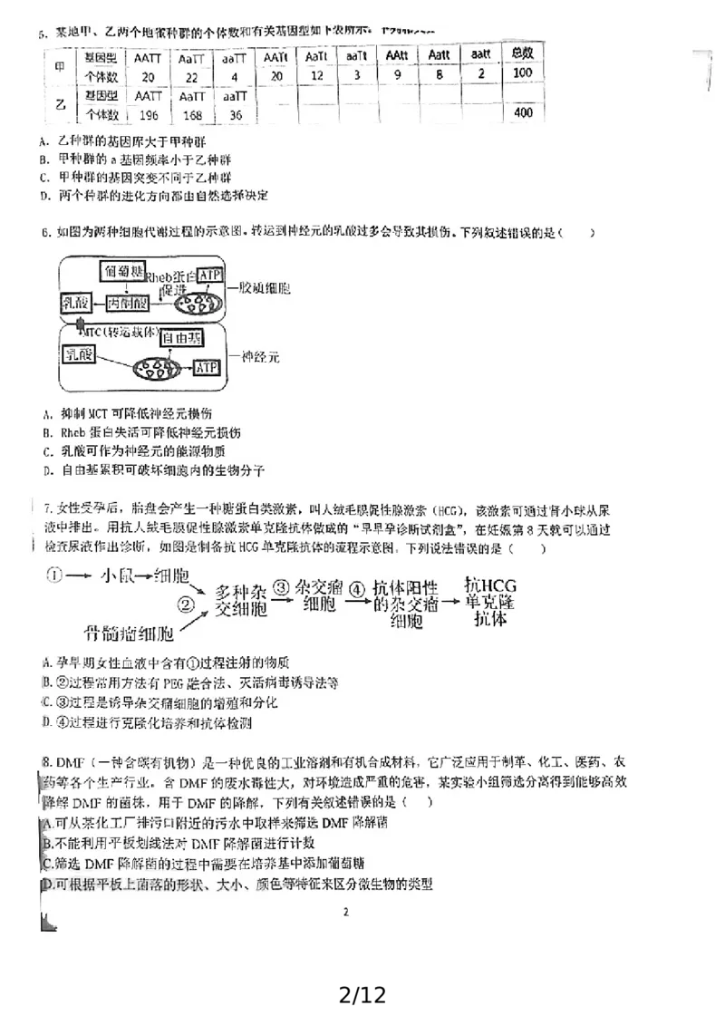 广东省广州市荔湾区广州市真光中学2024-2025学年高三上学期开学质量检测生物试题_2024-2025高三（6-6月题库）_2024年08月试卷_0811广东省广州市真光中学2025届高三8月开学质量检测