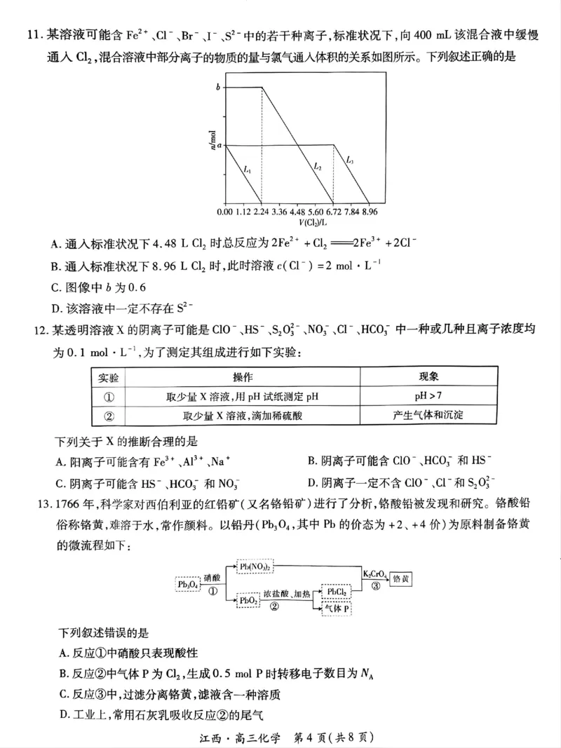 江西省上进联考2024-2025学年高三上学期10月月考化学试题_2024-2025高三（6-6月题库）_2024年10月试卷_1011江西省稳派上进2025届高三上学期10月阶段检测考