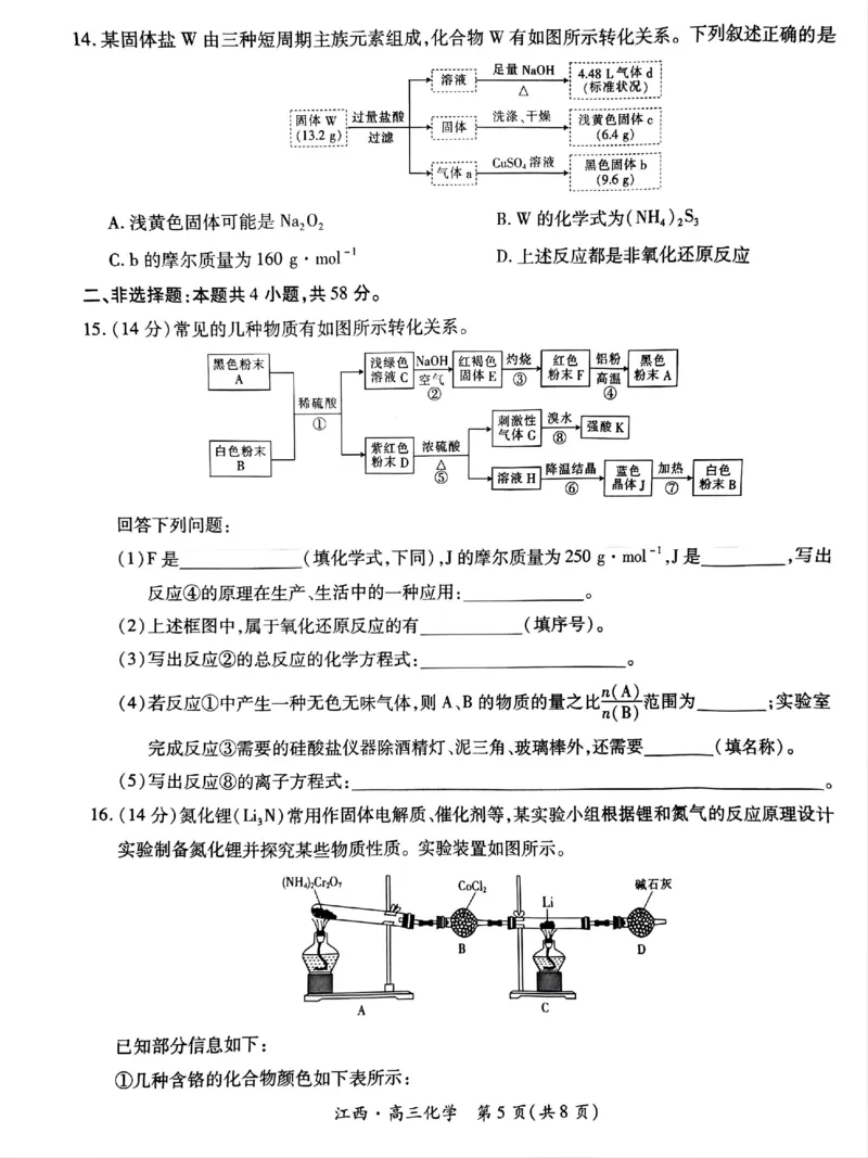 江西省上进联考2024-2025学年高三上学期10月月考化学试题_2024-2025高三（6-6月题库）_2024年10月试卷_1011江西省稳派上进2025届高三上学期10月阶段检测考