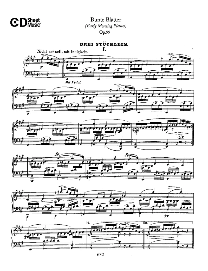 Schumann-BunteBlatter(EarlyMorningPictures),Op.99_一万首著名钢琴曲谱哈农贝多芬合集视频教学电子版高清无水印可打印_1古典钢琴知名音乐家谱_舒曼钢琴谱全集_WORKS