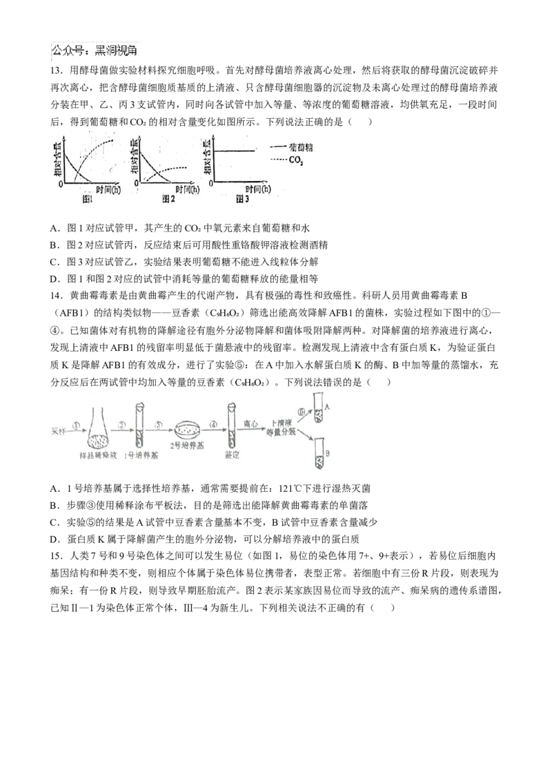 四川省南充市阆中东风学校2024-2025学年高三12月月考试题生物+答案_2024-2025高三（6-6月题库）_2024年12月试卷_1221四川省南充市阆中东风学校2024-2025学年高三12月月考试题