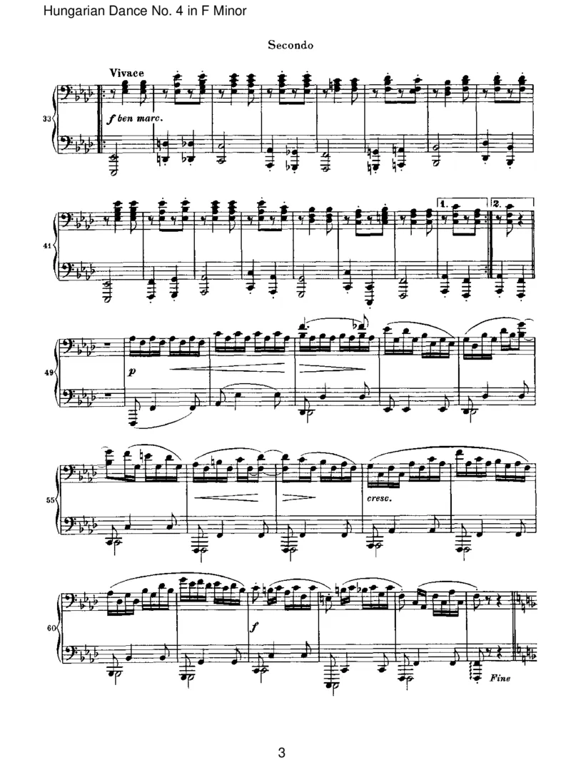 HungarianDanceNo.4inFMinor_一万首著名钢琴曲谱哈农贝多芬合集视频教学电子版高清无水印可打印_1古典钢琴知名音乐家谱_勃拉姆斯钢琴谱全集_VI.PianoWorksforFourHands