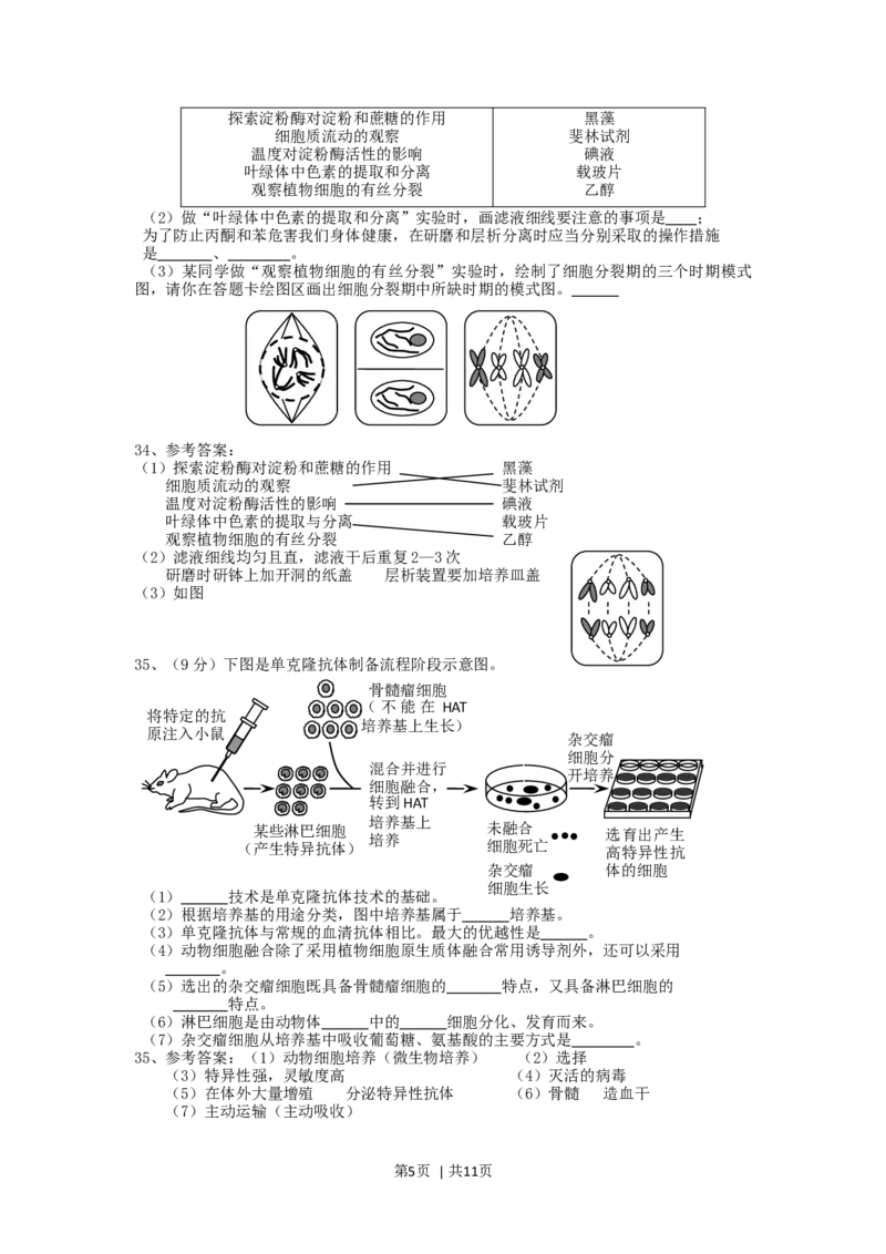 2006年江苏高考生物真题及答案_生物高考真题试卷_旧1990-2007&middot;高考生物真题_1990-2007&middot;高考生物真题&middot;word_江苏