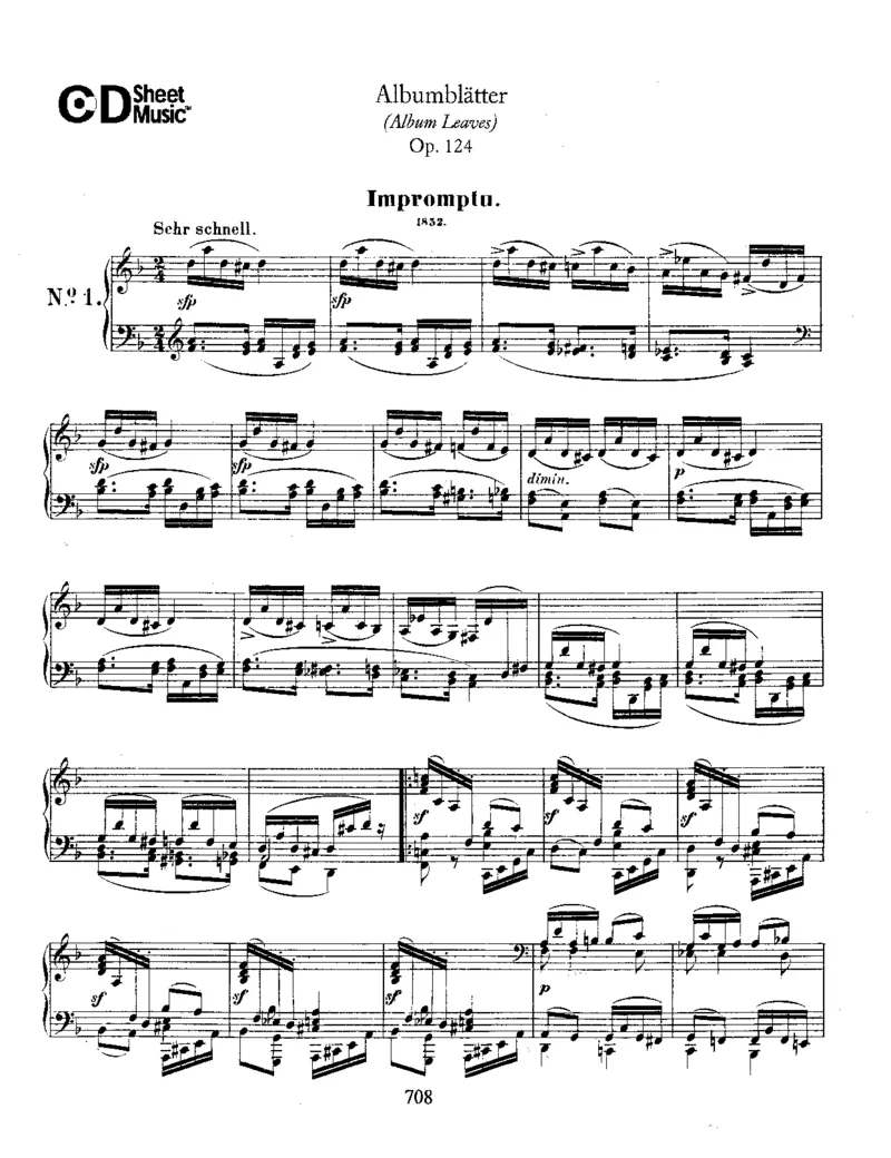 Schumann-AlbumLeaves(Albumblatter),Op.124_一万首著名钢琴曲谱哈农贝多芬合集视频教学电子版高清无水印可打印_1古典钢琴知名音乐家谱_舒曼钢琴谱全集_WORKS