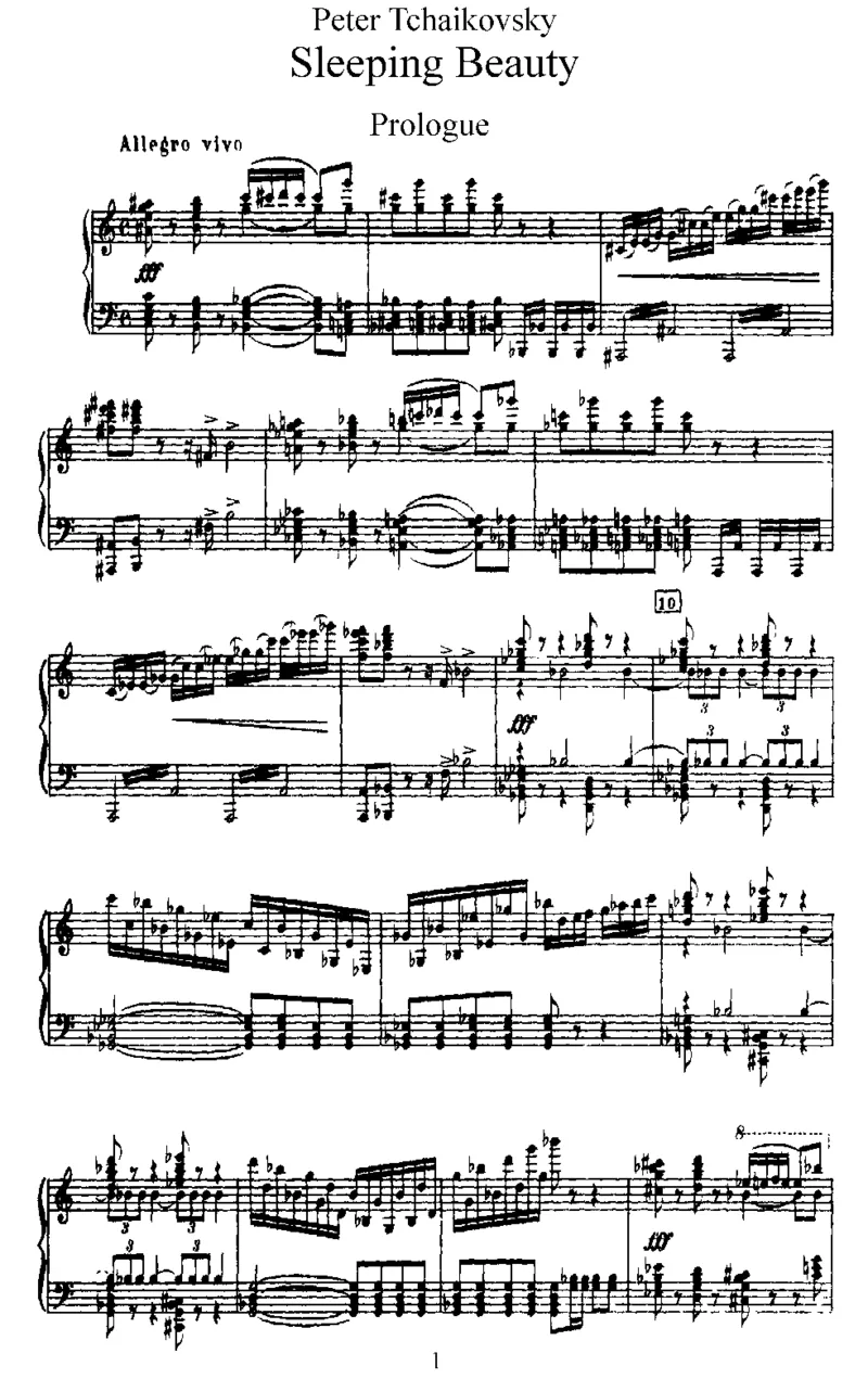 SleepingBeauty,Op66(part1)_一万首著名钢琴曲谱哈农贝多芬合集视频教学电子版高清无水印可打印_1古典钢琴知名音乐家谱_柴科夫斯基钢琴谱全集_芭蕾舞剧钢琴版
