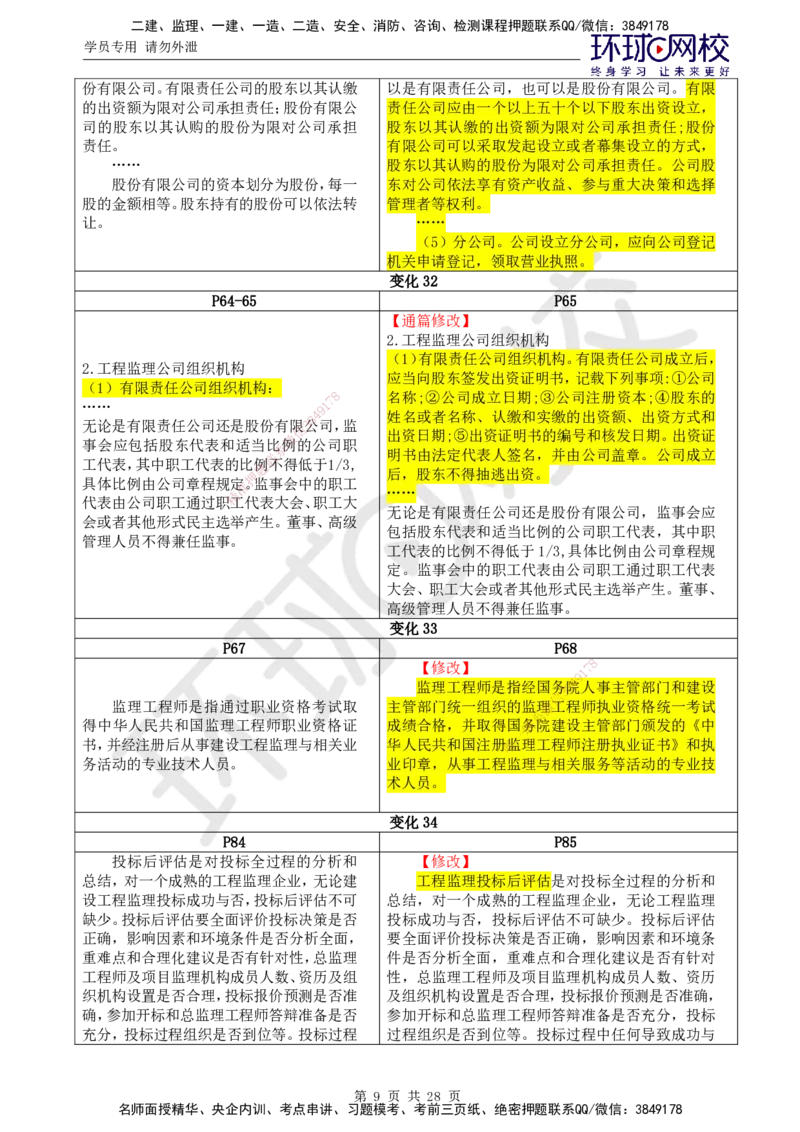 HQ-概论法规-教材变动解析_监理工程师_2025监理工程师_2025年监理工程师SVIP_2025年监理概论法规SVIP_01-精华文档✿电子教材✿历年真题_21-法规《教材变动解析》HQ