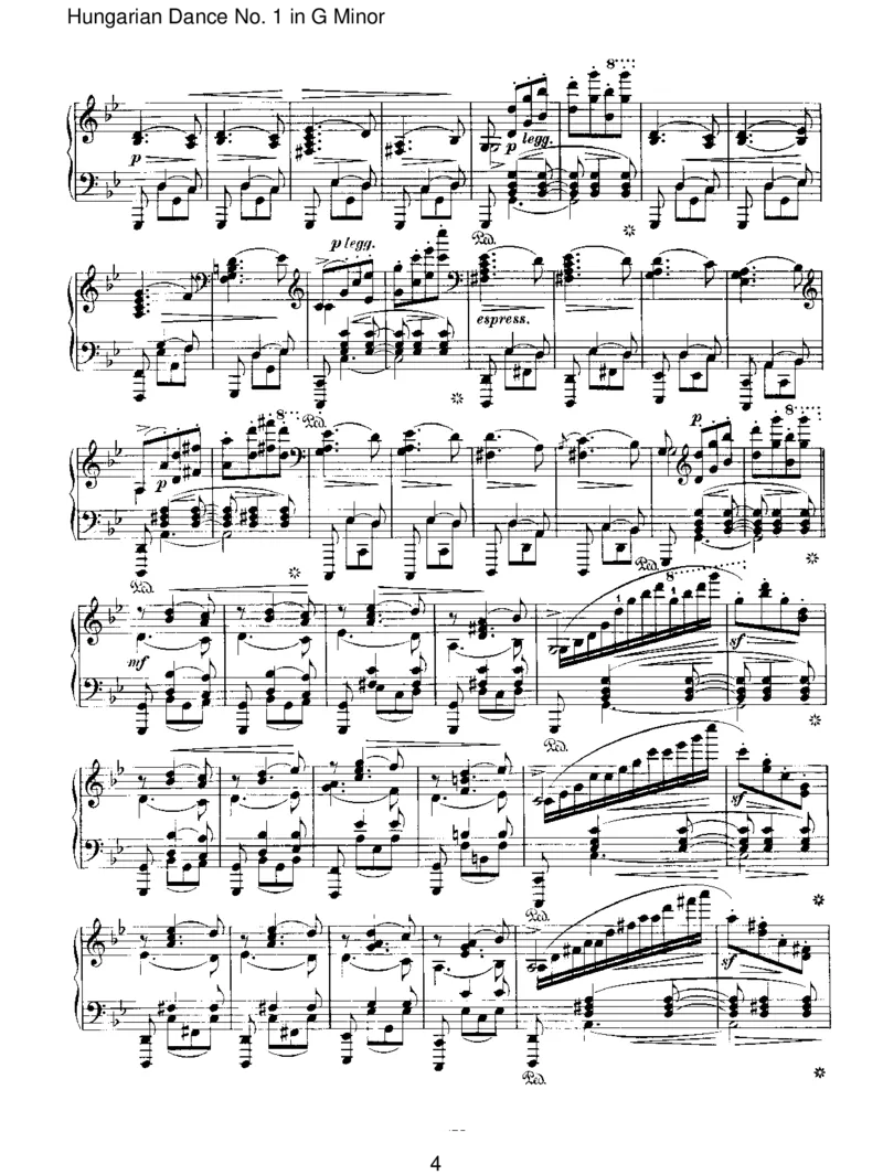 HungarianDanceNo.1inGMinor_一万首著名钢琴曲谱哈农贝多芬合集视频教学电子版高清无水印可打印_1古典钢琴知名音乐家谱_勃拉姆斯钢琴谱全集_IV.HungarianDancesforSoloPiano